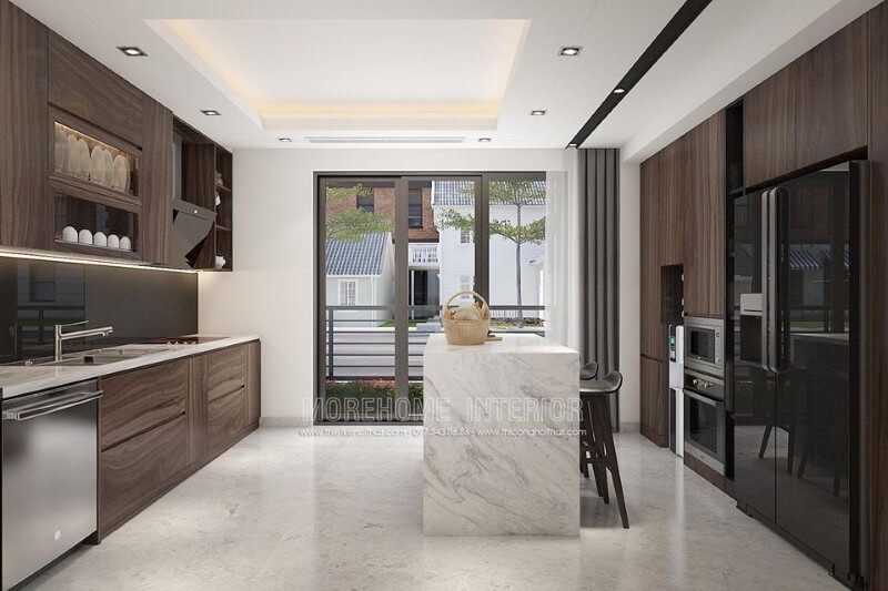 Trang trí nội thất phòng bếp đảo đẹp hiện đại cho nhà phố, biệt thự, nhà liền kề hiện đại.
