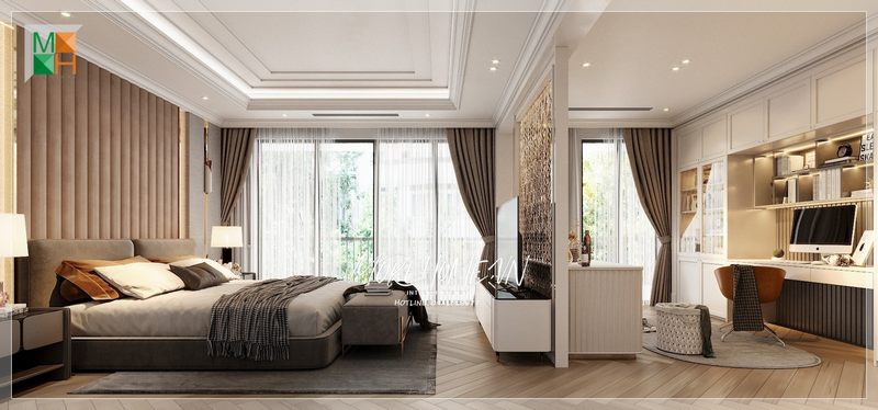 .
Giường ngủ bọc nỉ màu xám hiện đại cung cấp cho chúng ta một không gian nghỉ ngơi thoải mái và những giấc ngủ ngon lành.